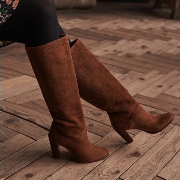 Sezane Abby Knee High Boots Camel Brown Suede Size 39 US 8 - Picture 14 of 16